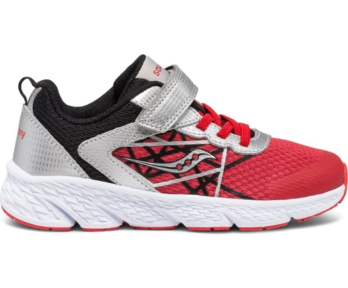 Tenis Saucony Wind A/C Niños Zapatillas Plateadas / Rojas / Negras México MX-740-LB